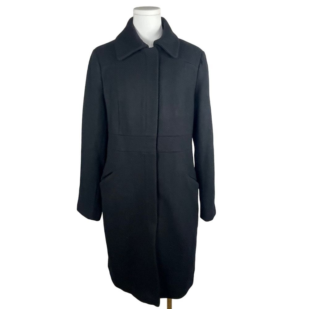 Calvin Klein black women's 10 wool blend coat, preppy, academia, twee, classic